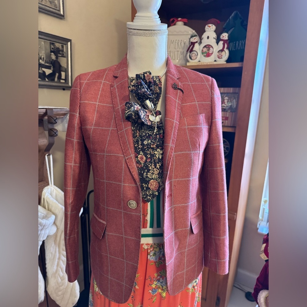 Elie Balleh Women's Pink Plaid Blazer